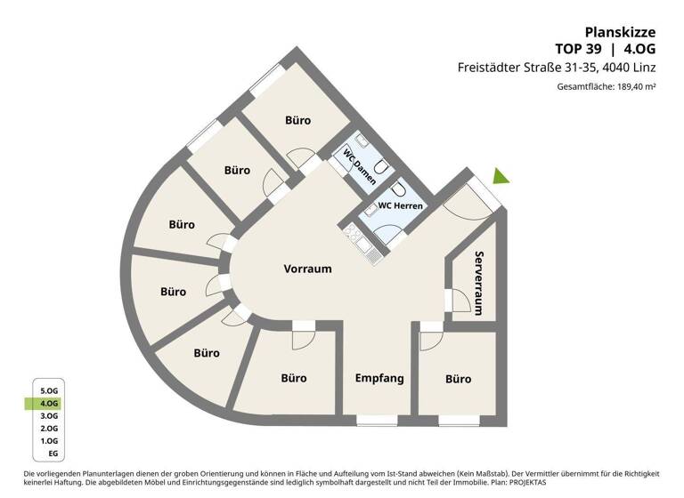 Bürogebäude zur Miete 1.989 € 189,4 m² Bürofläche Pöstlingberg Linz 4040