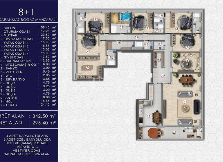 Wohnung zum Kauf 4.775.000 € 342 m² Üsküdar