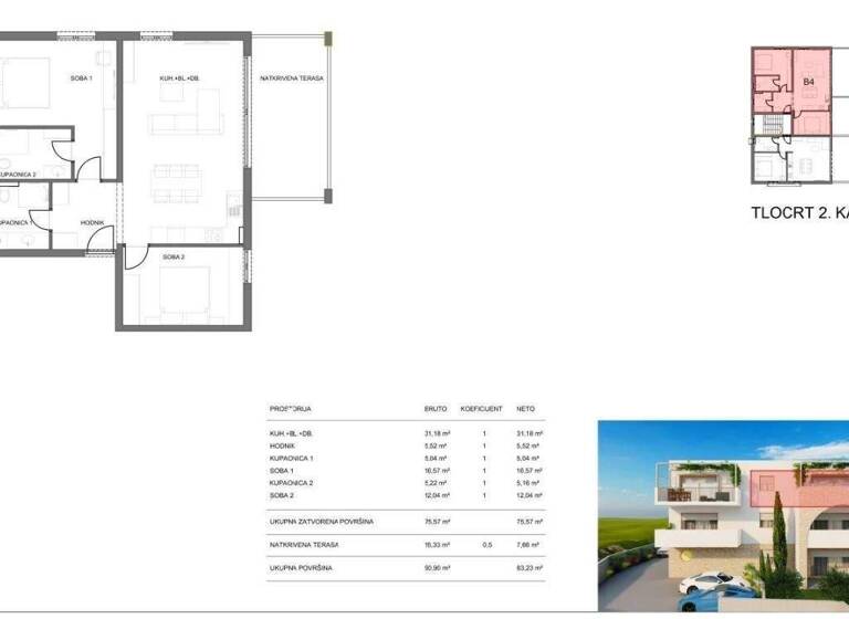 Wohnung zum Kauf 315.000 € 4 Zimmer 94 m² 2. Geschoss Grad - Meje