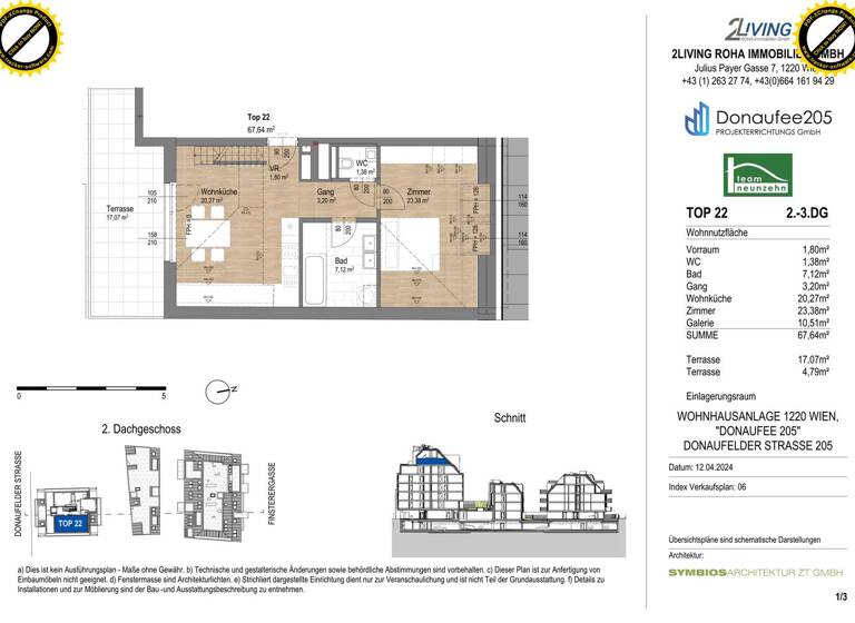 Wohnung zum Kauf - Erstbezug 449.000 € 3 Zimmer 67,9 m² Donaufelderstraße 205/22 Wien, Donaustadt 1220