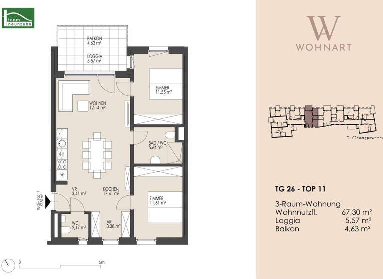 Wohnung zur Miete 1.268 € 3 Zimmer 67,3 m² 2. Geschoss frei ab 01.03.2026 Taubergasse 22-28 Wien 1170