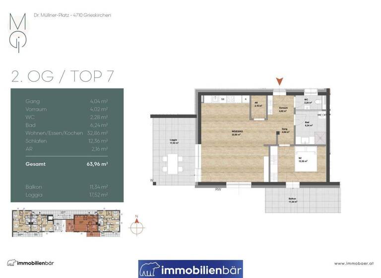 Terrassenwohnung zur Miete - Erstbezug 640 € 2 Zimmer 64 m² Doktor-Müllner-Platz 15 Grieskirchen 4710