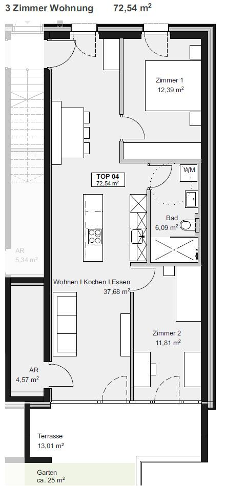 Wohnung zum Kauf 416.500 € 3 Zimmer 72,5 m²<br/>Wohnfläche Hellbrunnenstraße Hohenems 6845