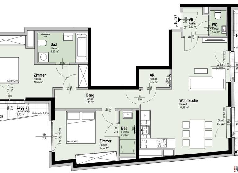 Terrassenwohnung zum Kauf - Erstbezug 598.900 € 3 Zimmer 80,7 m² 4. Geschoss Fahrbachgasse 6 Wien 1210