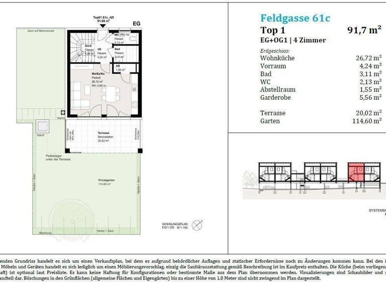Wohnung zum Kauf provisionsfrei 455.000 € 4 Zimmer 91,6 m² EG Feldgasse Gleisdorf 8200