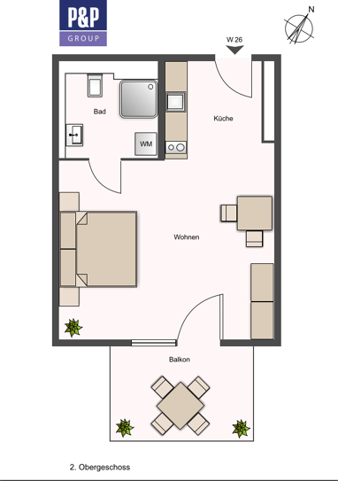 Wohnung zur Miete 769 € 1 Zimmer 31,2 m² 2. Geschoss frei ab sofort Kunigundenstraße 9 St. Leonhard Nürnberg 90439