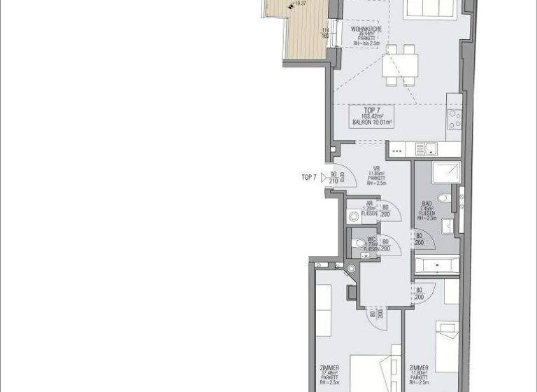 Terrassenwohnung zum Kauf - Erstbezug 998.000 € 4 Zimmer 3. Geschoss Kutschkergasse Wien 1180