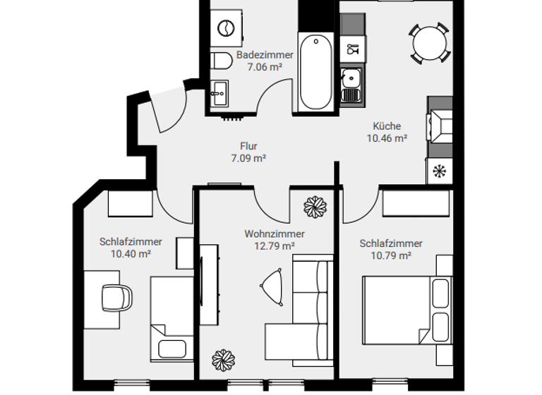 Wohnung zur Miete 350 € 3 Zimmer 58 m² 3. Geschoss frei ab sofort Annaberg Annaberg-Buchholz 09456