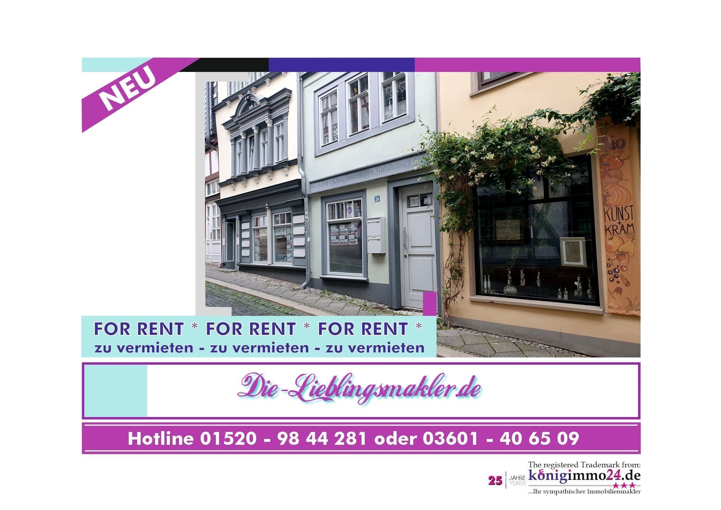 Büro-/Praxisfläche zur Miete provisionsfrei 398 € 1 Zimmer 44 m²<br/>Bürofläche ab 14 m²<br/>Teilbarkeit Mühlhausen Mühlhausen/Thüringen 99974