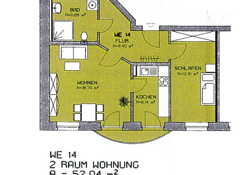 Wohnung zum Kauf 49.800 € 1,5 Zimmer 52 m² 2. Geschoss Robert-Müller-Straße 2/2 a Bahnhofsvorstadt Zwickau 08056
