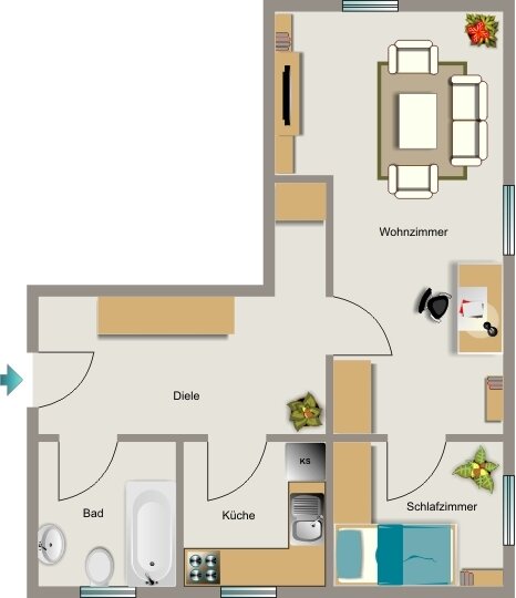 Wohnung zur Miete 421 € 2,5 Zimmer 42,9 m²<br/>Wohnfläche 1.<br/>Geschoss Krimstraße 3 Lünen - Nord Lünen 44534