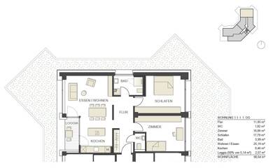 Wohnung zur Miete 1.140 € 2,5 Zimmer 90,6 m² frei ab 01.10.2025 Murg Murg 79730