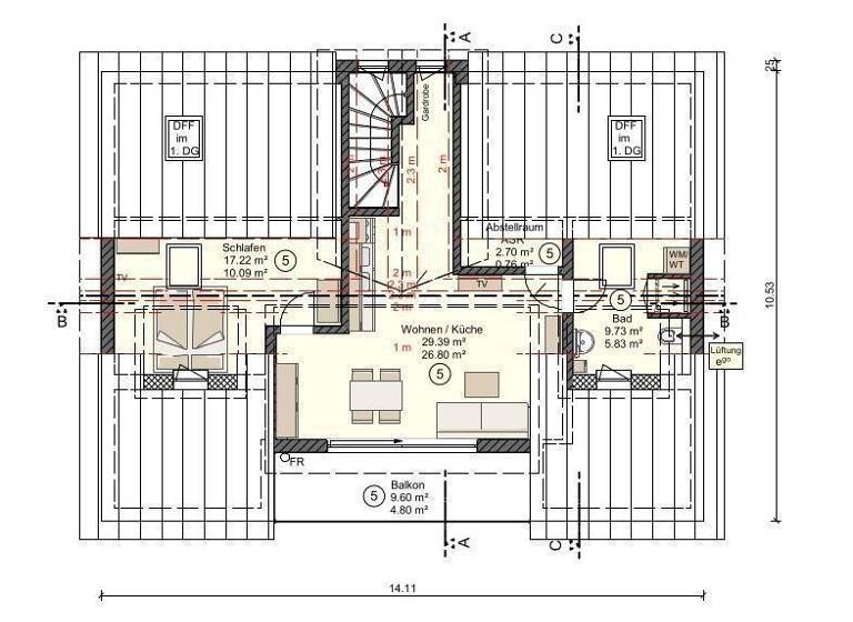 Wohnung zum Kauf provisionsfrei 414.900 € 2 Zimmer 49,8 m²<br/>Wohnfläche Dachgeschoss, 2.<br/>Geschoss Zingst Zingst 18374