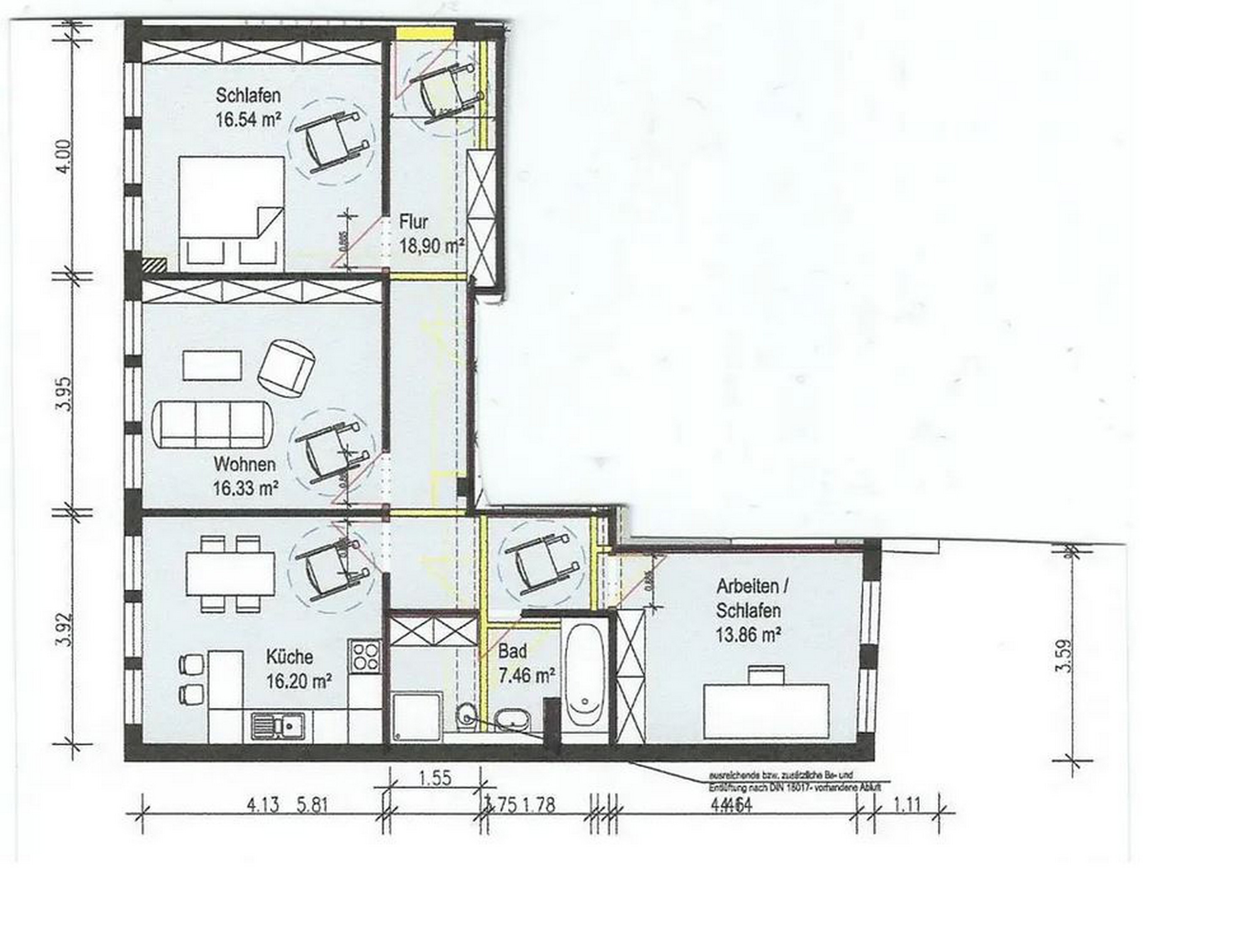 Wohnung zur Miete 850 € 3 Zimmer 90 m²<br/>Wohnfläche 3.<br/>Geschoss Dotzheimer Str. 27 Bleichstraße Wiesbaden 65185