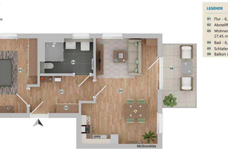 Wohnung zur Miete 736 € 2 Zimmer 58,9 m² 2. Geschoss Zur Steilküste 6 Andershof Stralsund 18439