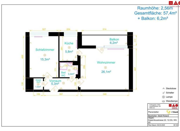 Wohnung zur Miete 565 € 2 Zimmer 65,5 m² Kopernikusstraße 22 Waldegg Linz 4020