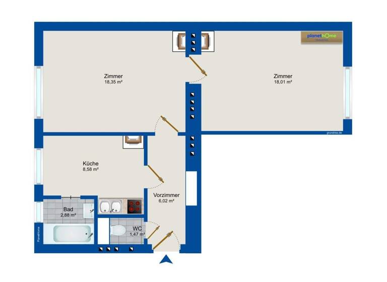 Wohnung zum Kauf 189.000 € 2 Zimmer 56 m² 3. Geschoss Wien 1120