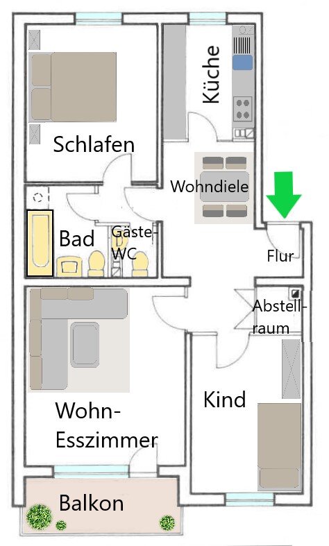 Wohnung zur Miete 613 € 3 Zimmer 77,6 m²<br/>Wohnfläche Brunsbüttel 25541