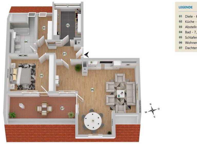 Wohnung zur Miete 1.460 € 2,5 Zimmer 90,5 m² 3. Geschoss frei ab 15.03.2026 Leipziger Str. 12_3 Unterhaching 82008