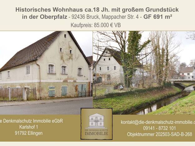 Haus zum Kauf 85.000 € 112 m² 691 m² Grundstück Mappacher Str. 4 Bruck Bruck i.d.OPf. 92436