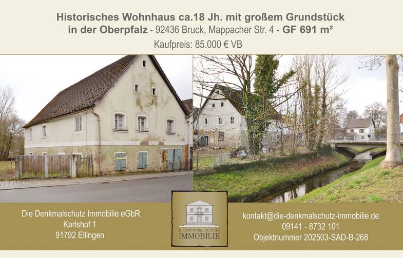 Haus zum Kauf 85.000 € 112 m² 691 m² Grundstück Mappacher Str. 4 Bruck Bruck i.d.OPf. 92436