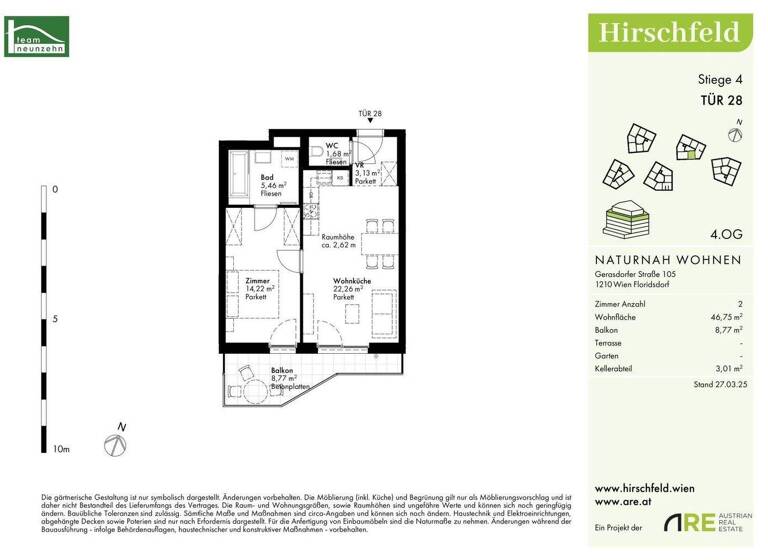 Wohnung zum Kauf - Erstbezug provisionsfrei 299.000 € 2 Zimmer 46,8 m² 4. Geschoss Gerasdorfer Straße 105 Wien 1210