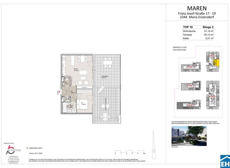 Wohnung zum Kauf 392.149 € 2 Zimmer 51,1 m² 2. Geschoss Franz Josef-Straße Maria Enzersdorf 2344