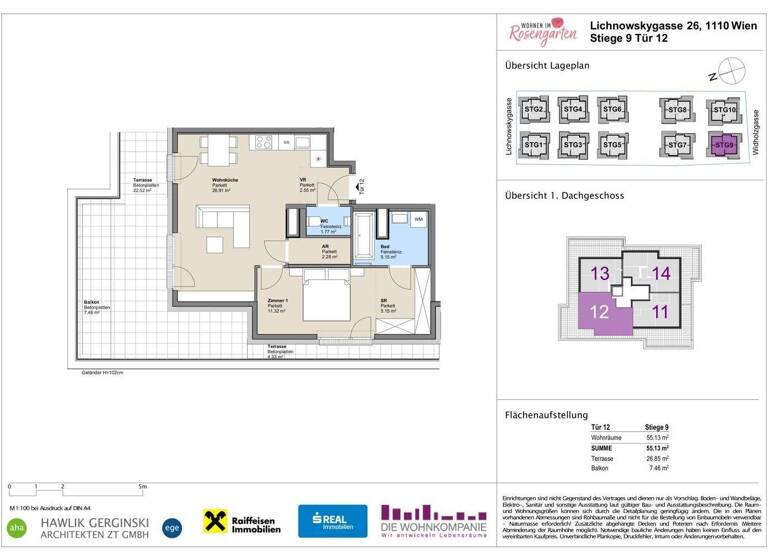 Wohnung zum Kauf - Erstbezug provisionsfrei 296.763 € 2 Zimmer 55,2 m² Lichnowskygasse 26 Wien 1110