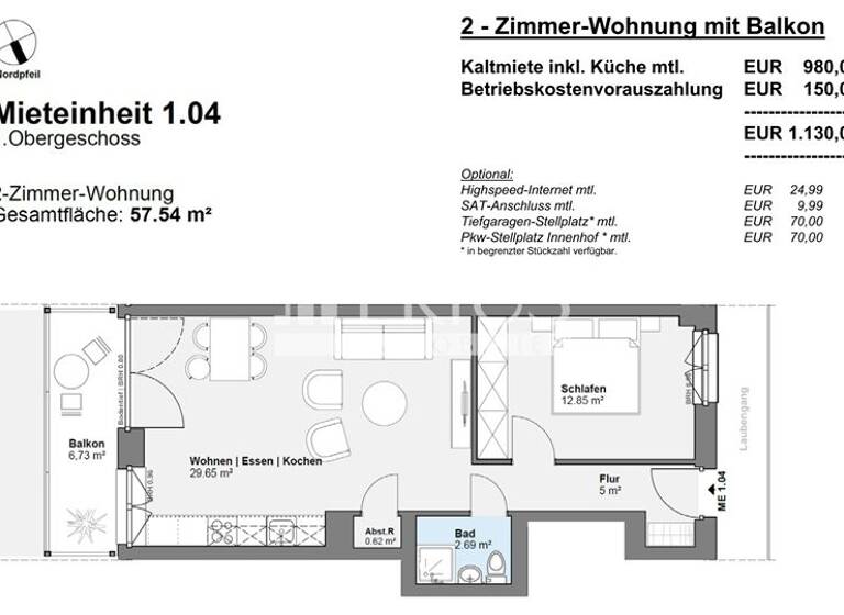 Wohnung zur Miete 980 € 2 Zimmer 57 m²<br/>Wohnfläche 1.<br/>Geschoss ab sofort<br/>Verfügbarkeit Goerdelerstr. 35 Lichtenplatte Offenbach am Main 63071