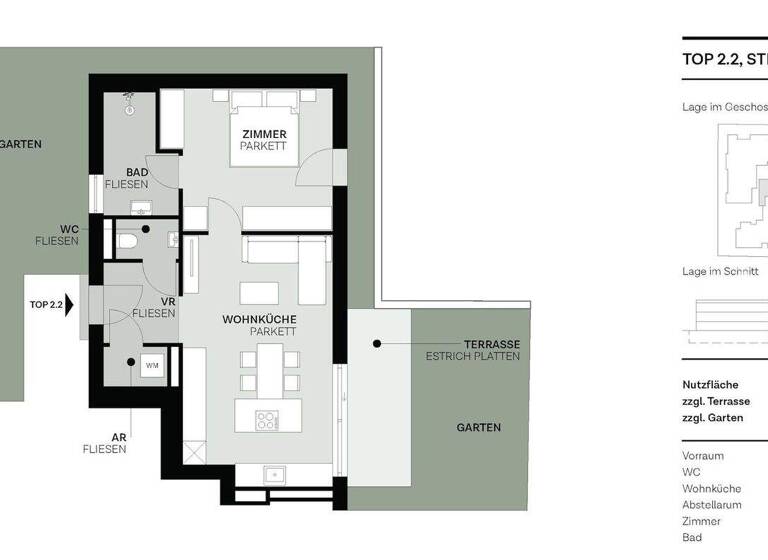 Wohnung zum Kauf - Erstbezug 415.000 € 2 Zimmer 51,9 m² Wien, Donaustadt 1220
