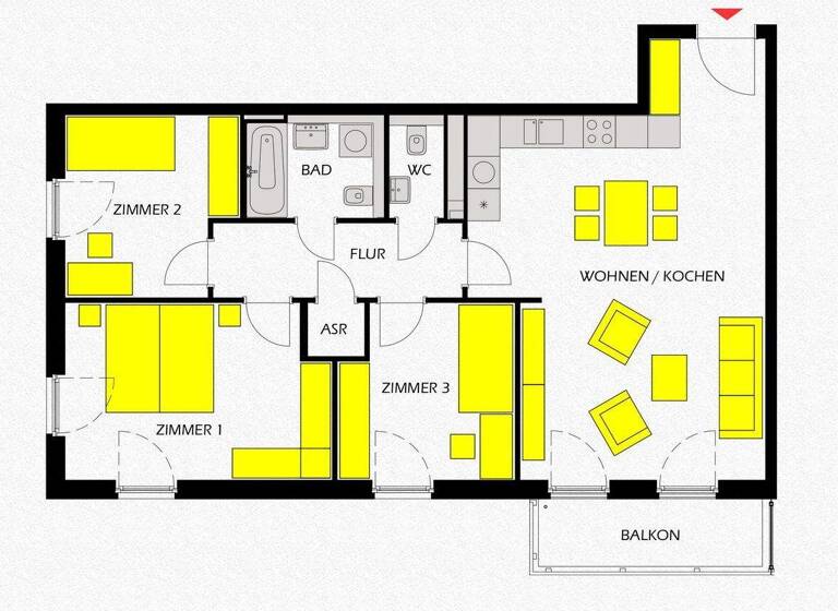 Wohnung zur Miete 1.299 € 4 Zimmer 90,9 m² 1. Geschoss Aldebaranstraße 6 Schönefeld 12529