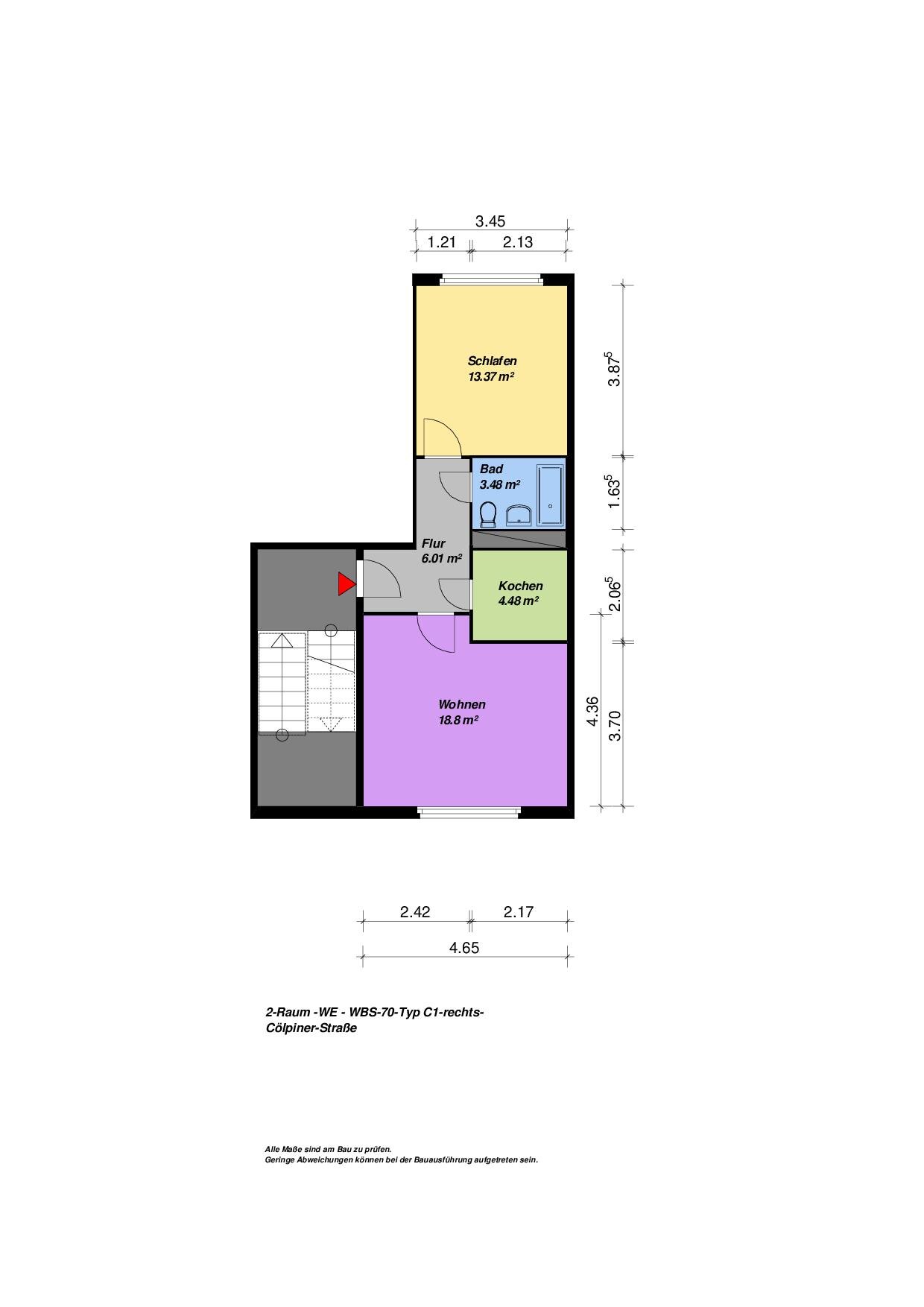 Wohnung zur Miete 257 € 2 Zimmer 46,3 m²<br/>Wohnfläche 6.<br/>Geschoss Cölpiner Str. 48 Industrieviertel Neubrandenburg 17034