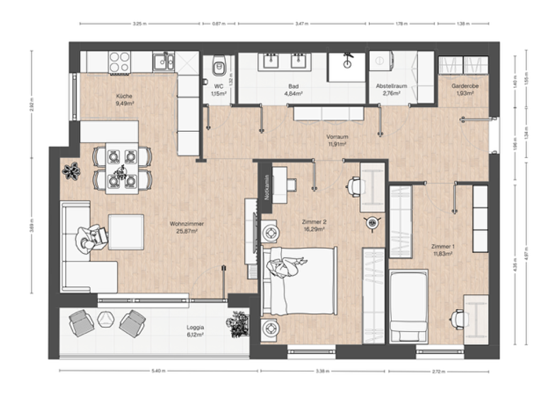 Wohnung zum Kauf 339.000 € 3 Zimmer 92 m² 1. Geschoss Maria Enzersdorf 2344