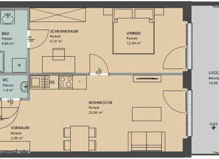Wohnung zur Miete 890 € 2 Zimmer 5. Geschoss frei ab 01.04.2026 Dresdner Straße Wien 1200