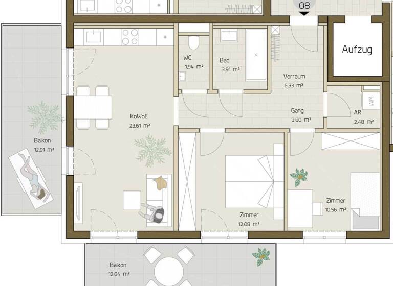 Wohnung zum Kauf - Erstbezug provisionsfrei 360.703 € 3 Zimmer 64,7 m² Göstinger Straße 33 Eggenberg Graz,14.Bez.:Eggenberg 8020