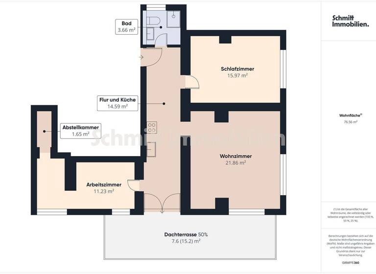Penthouse zum Kauf 297.000 € 3 Zimmer 76,6 m² 6. Geschoss Hattersheim Hattersheim am Main 65795