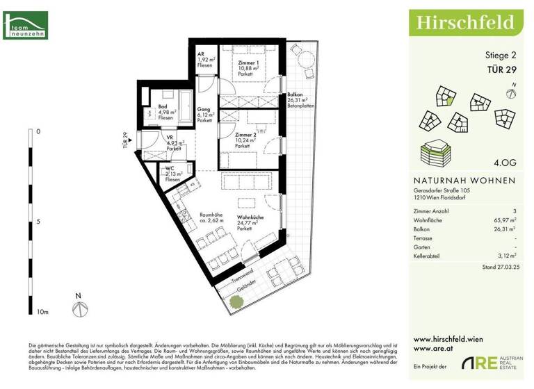 Wohnung zum Kauf - Erstbezug provisionsfrei 425.000 € 3 Zimmer 66 m² 4. Geschoss Gerasdorfer Straße 105 Wien 1210