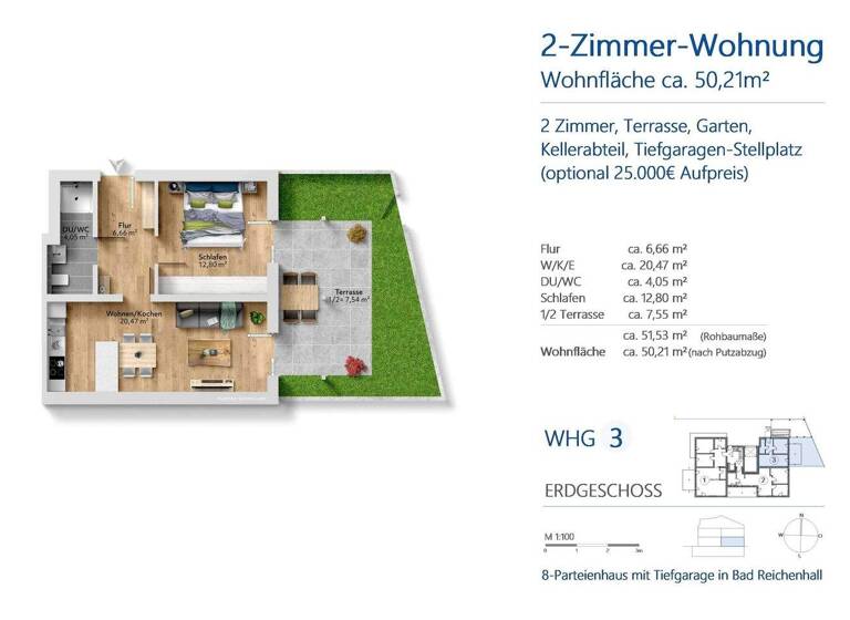 Wohnung zum Kauf - Erstbezug provisionsfrei 335.000 € 2 Zimmer 50,2 m² Bad Reichenhall 83435
