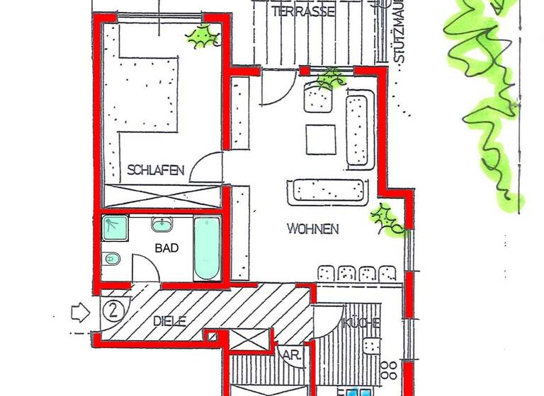 Terrassenwohnung zum Kauf 219.000 € 2 Zimmer 60 m² 3 Geschosse frei ab sofort Wolkersdorf Schwabach 91126