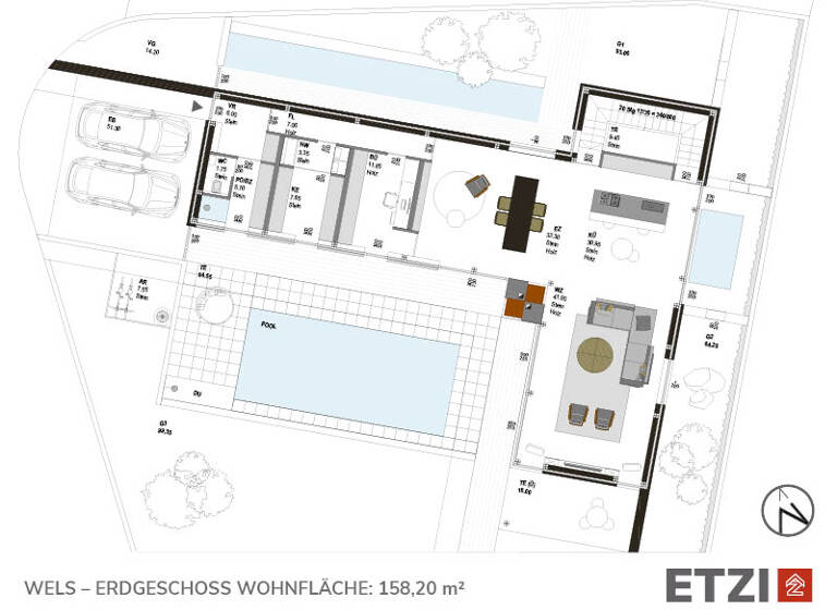 Einfamilienhaus zum Kauf - Erstbezug provisionsfrei 1.750.000 € 6 Zimmer 264 m² 694 m² Grundstück Grabenhof Wels 4600