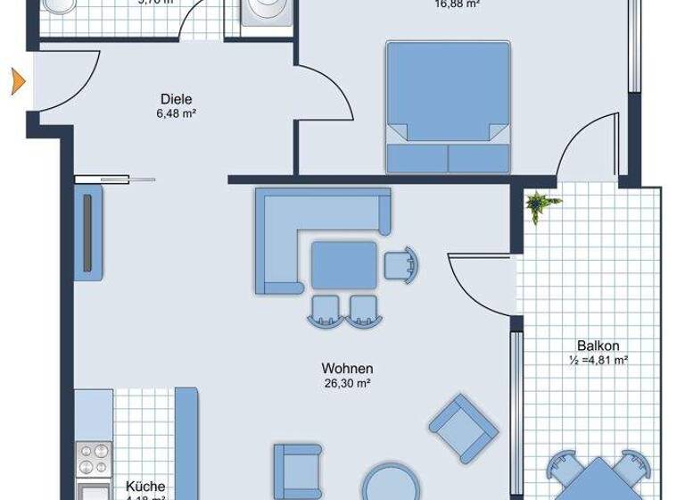 Wohnung zur Miete 1.250 € 2 Zimmer 63 m² frei ab sofort Jägerstraße 11 Bad Wiessee 83707