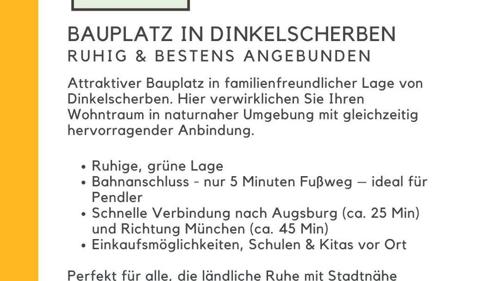 Grundstück zum Kauf provisionsfrei 195.000 € 500 m² Grundstück Dinkelscherben 86424