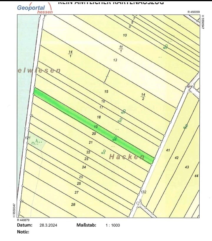 Landwirtschaftliche Fläche zum Kauf 12.500 € 949 m²<br/>Grundstück Hacken 1 Gewann Kloppenheim - Mitte Wiesbaden 65207