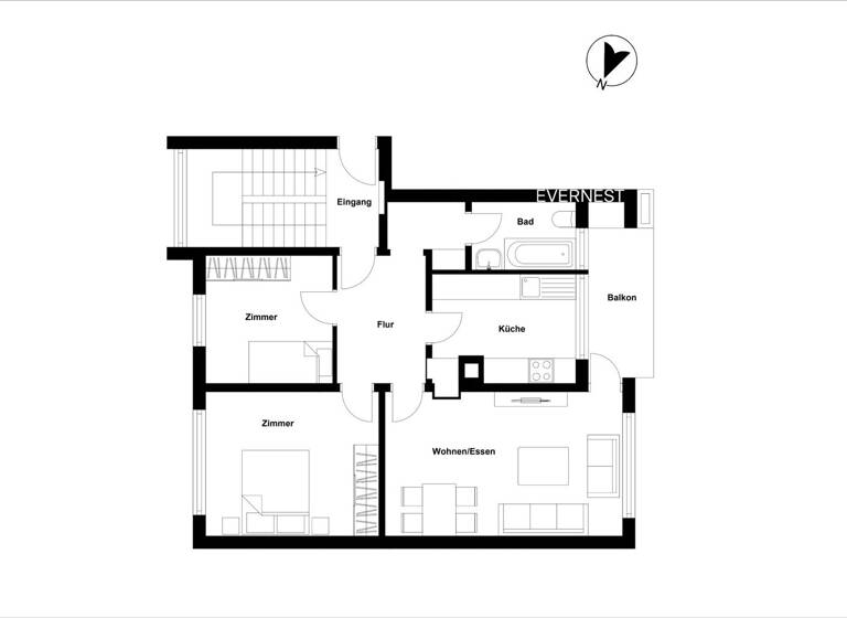 Wohnung zum Kauf 175.000 € 3 Zimmer 64,5 m² 3. Geschoss Sinsheim 74889