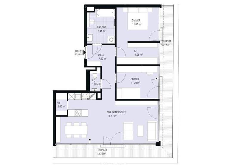 Wohnung zum Kauf - Erstbezug 849.000 € 3 Zimmer 85 m² 4. Geschoss Wien 1200