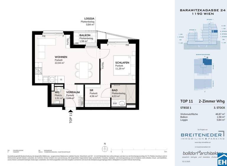 Wohnung zum Kauf - Erstbezug provisionsfrei 380.000 € 2 Zimmer 46,9 m² 3. Geschoss Barawitzkagasse Wien 1190