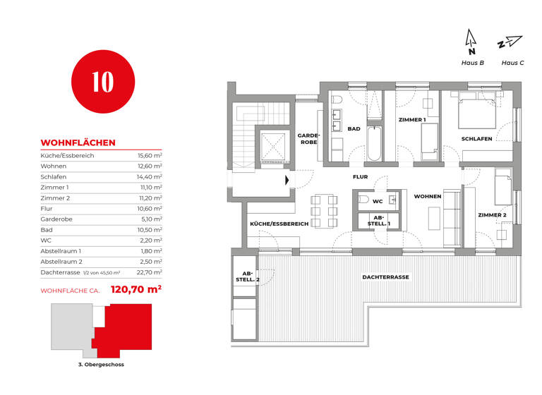 Penthouse zum Kauf 515.500 € 4 Zimmer 120,7 m²<br/>Wohnfläche Dachgeschoss, 3.<br/>Geschoss Drehergasse Dörzbach Dörzbach 74677