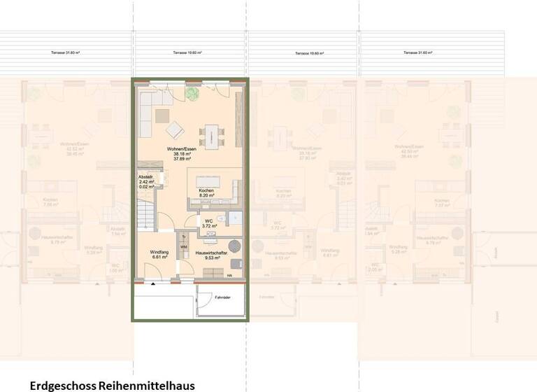 Reihenmittelhaus zum Kauf als Kapitalanlage geeignet 497.500 € 4 Zimmer 132 m² 347 m² Grundstück Gerdoms Kamp Lübbecke 32312