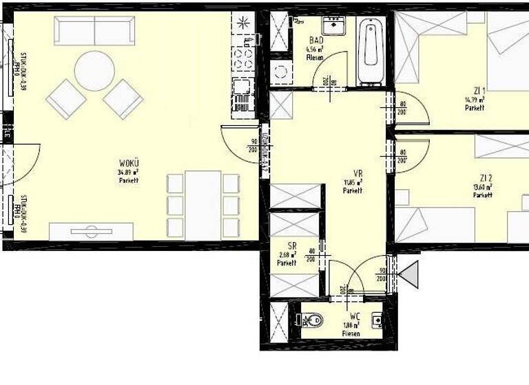 Wohnung zum Kauf 495.000 € 3 Zimmer 84,3 m² 6. Geschoss frei ab 01.11.2027 Rosasgasse 38 Wien,Meidling 1120