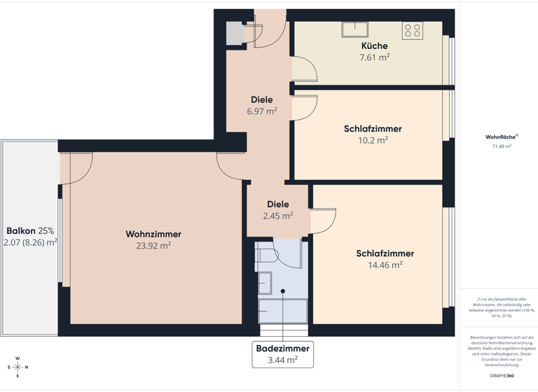 Wohnung zum Kauf 199.000 € 3 Zimmer 75 m² 2. Geschoss Weidedamm Bremen 28215